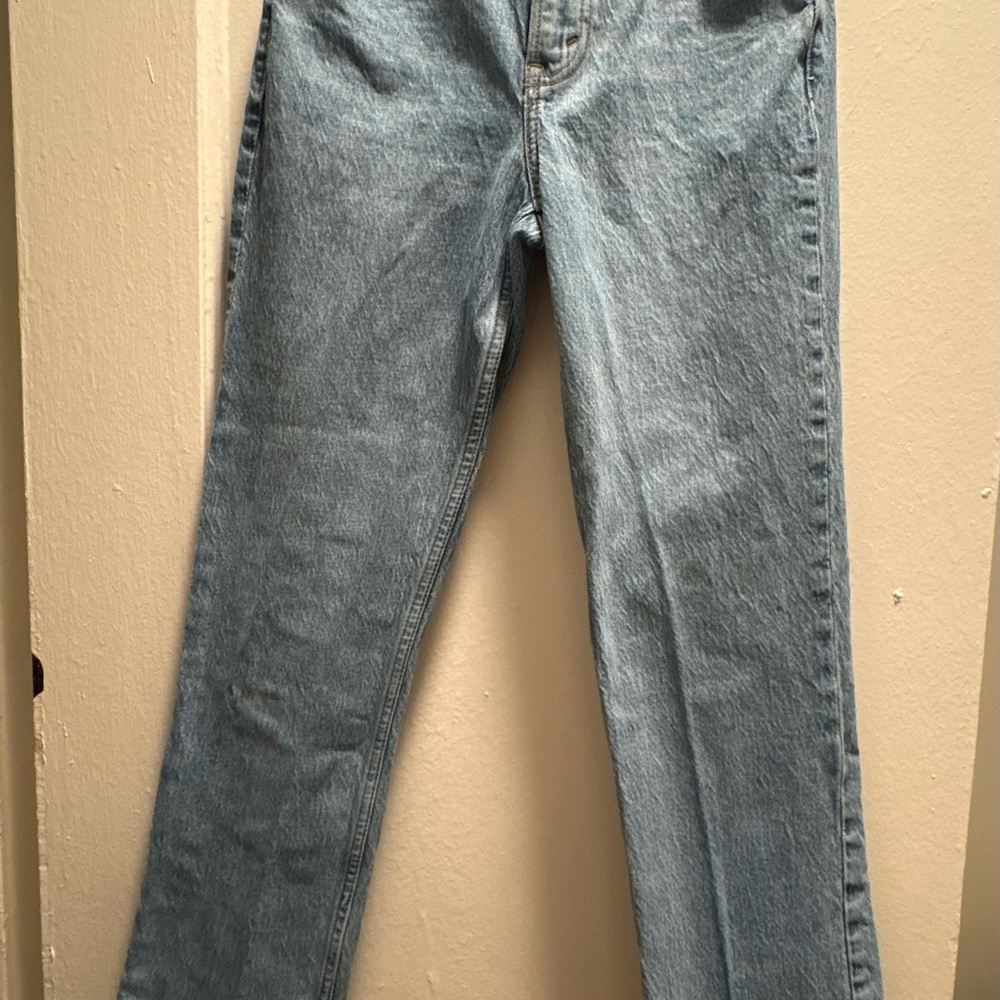 Abercrombie & Fitch Light Blue Curve Love Mid Rise 90s Straight Leg Jeans 24 - Picture 12 of 12